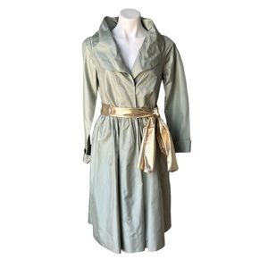 J. Peterman Pale Sage Trench Coat with Gold Sash